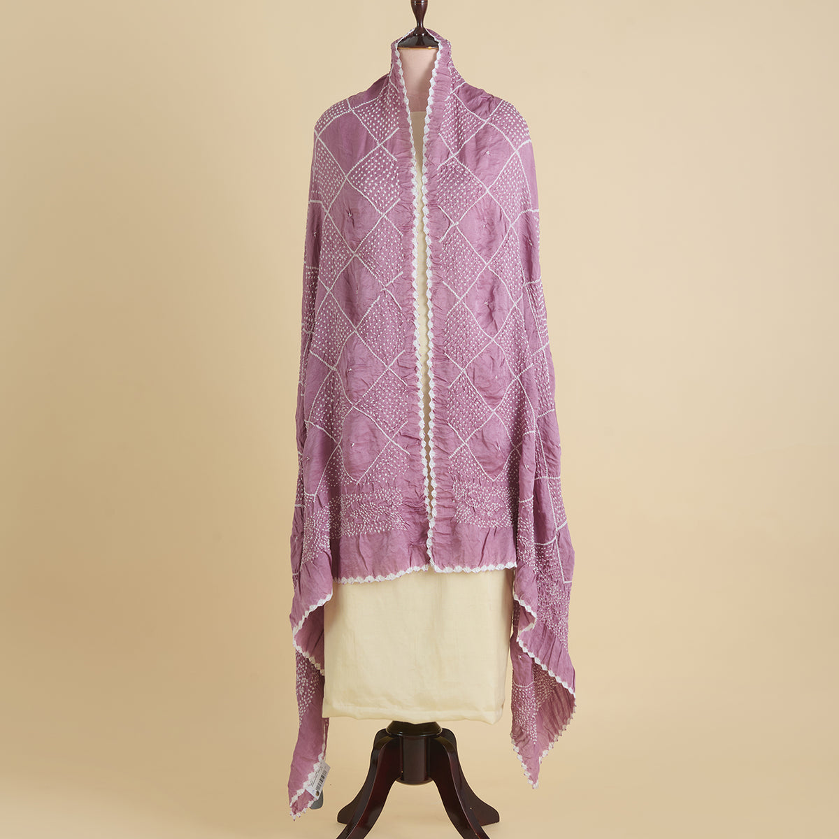 Lilac Gajji Silk Bandhej Dupatta