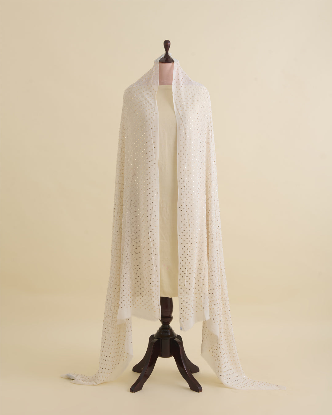 Off White Georgette Heavy Badla Work Dupatta