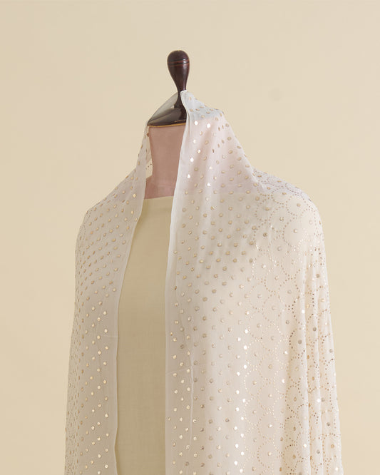 Off White Georgette Heavy Badla Work Dupatta