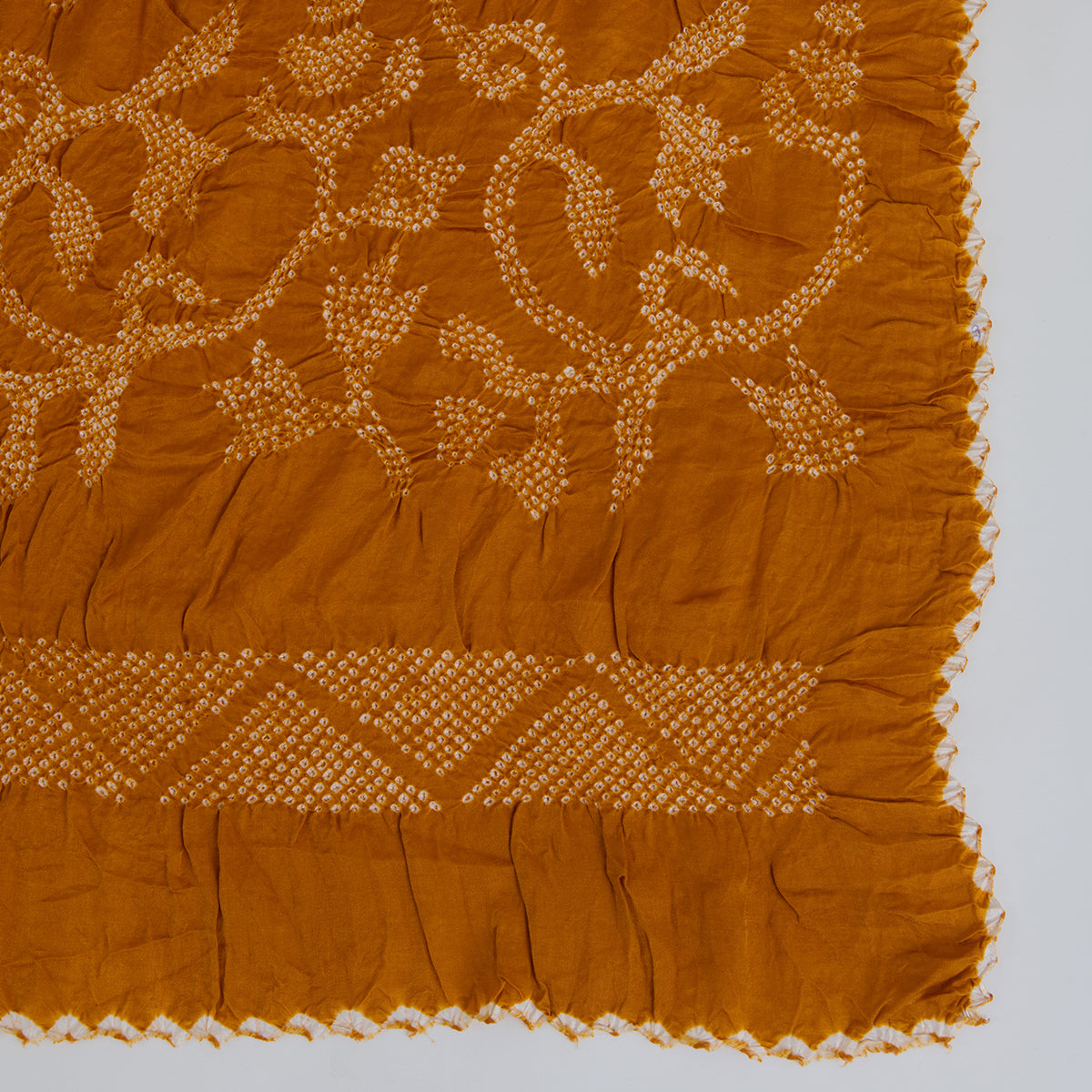 Orange Gajji Silk Bandhej Geometric Dupatta