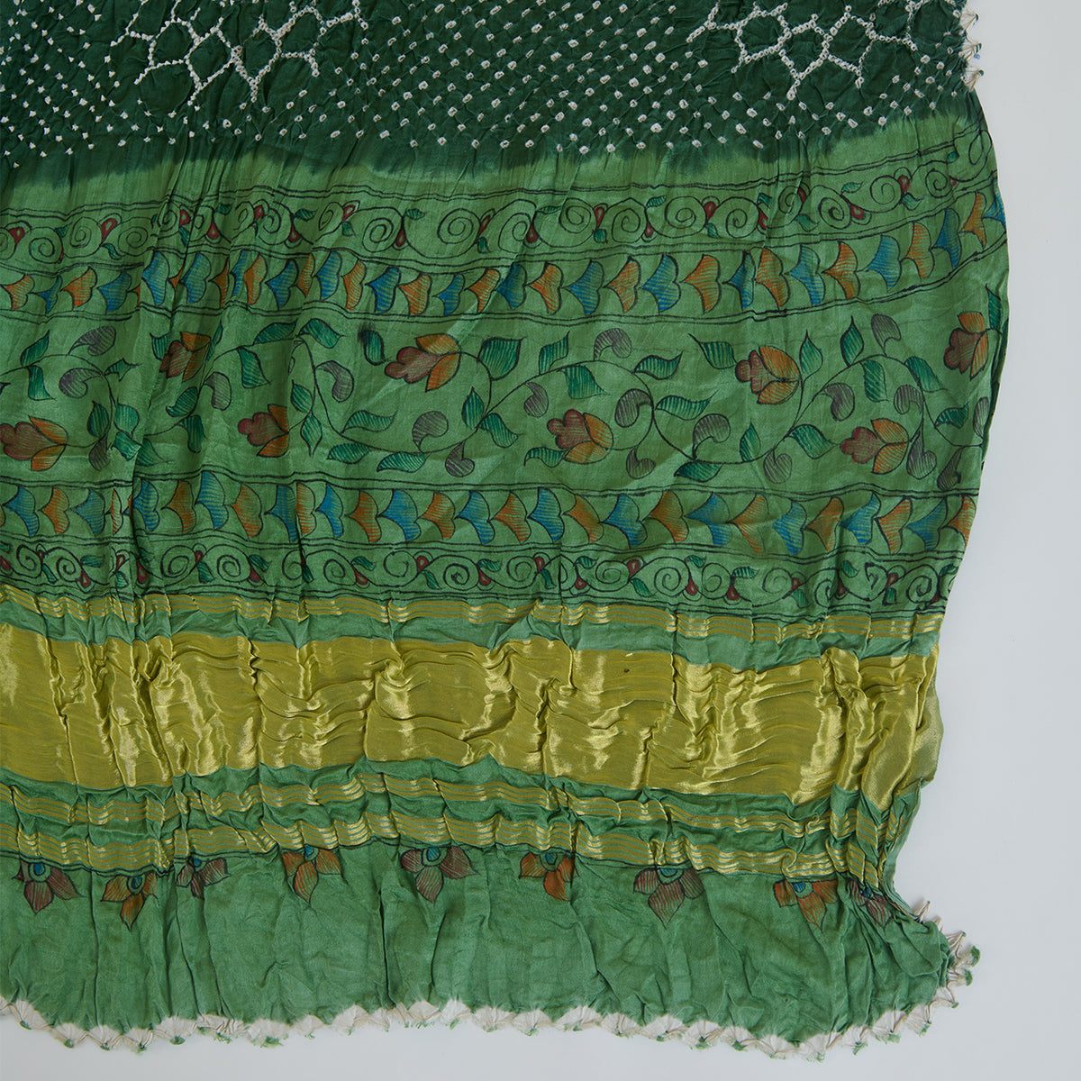 Pista Green Gaji Silk Bandhej Dupatta