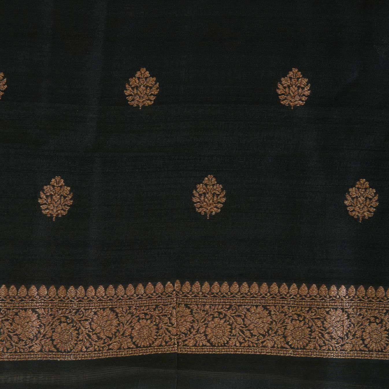 Black Gicha Tussar Hand Woven Kurta Set