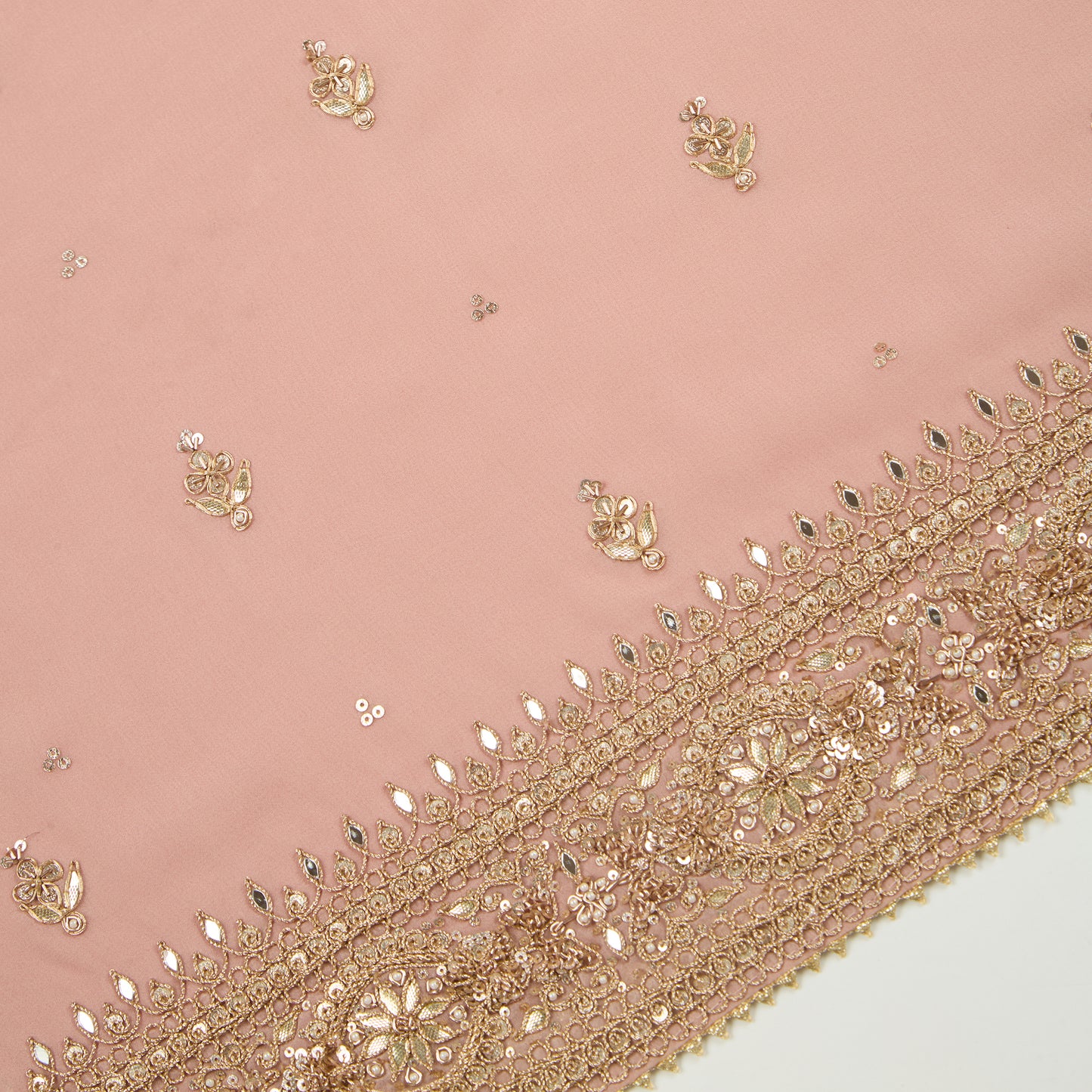 Dusty Mauve Georgette Embroidered Suit with Organza Dupatta