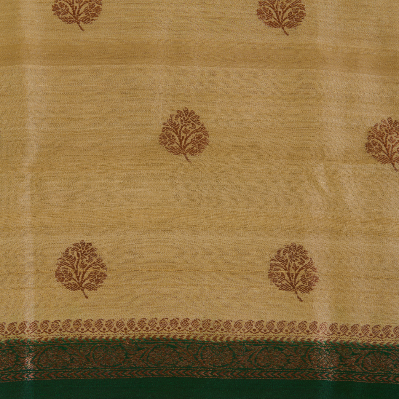Tussar Gicha Hand Woven Kurta Set with Pink Organza Dupatta
