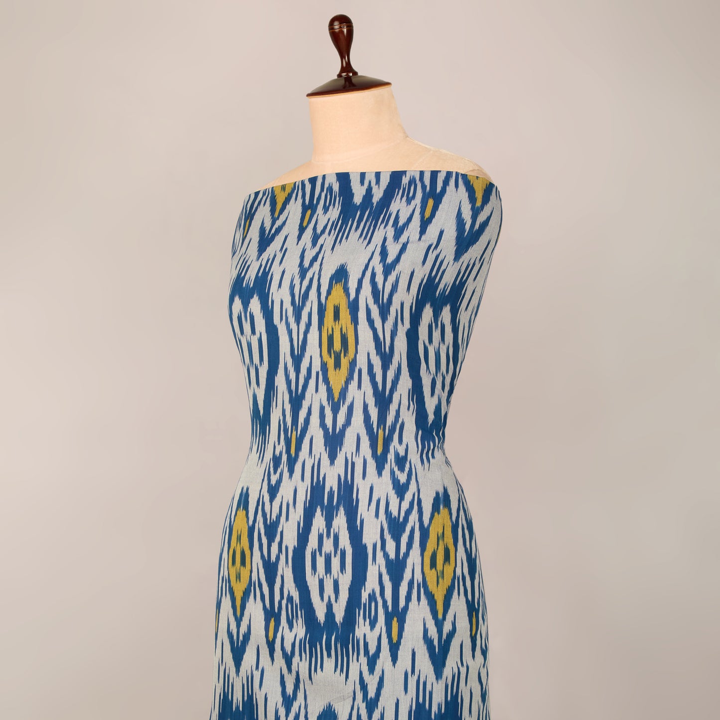 Blue Handloom Cotton Heavy Ikat Fabric