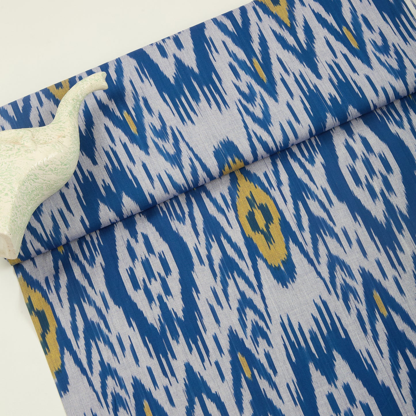 Blue Handloom Cotton Heavy Ikat Fabric