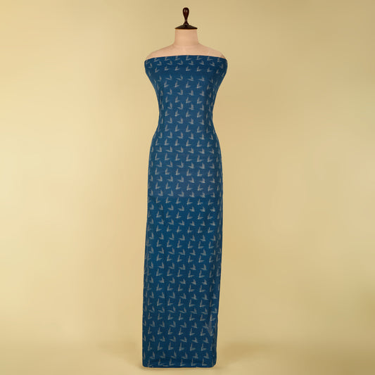 Blue Handloom Cotton Ikat Fabric
