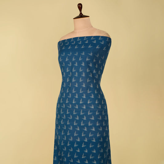 Blue Handloom Cotton Ikat Fabric