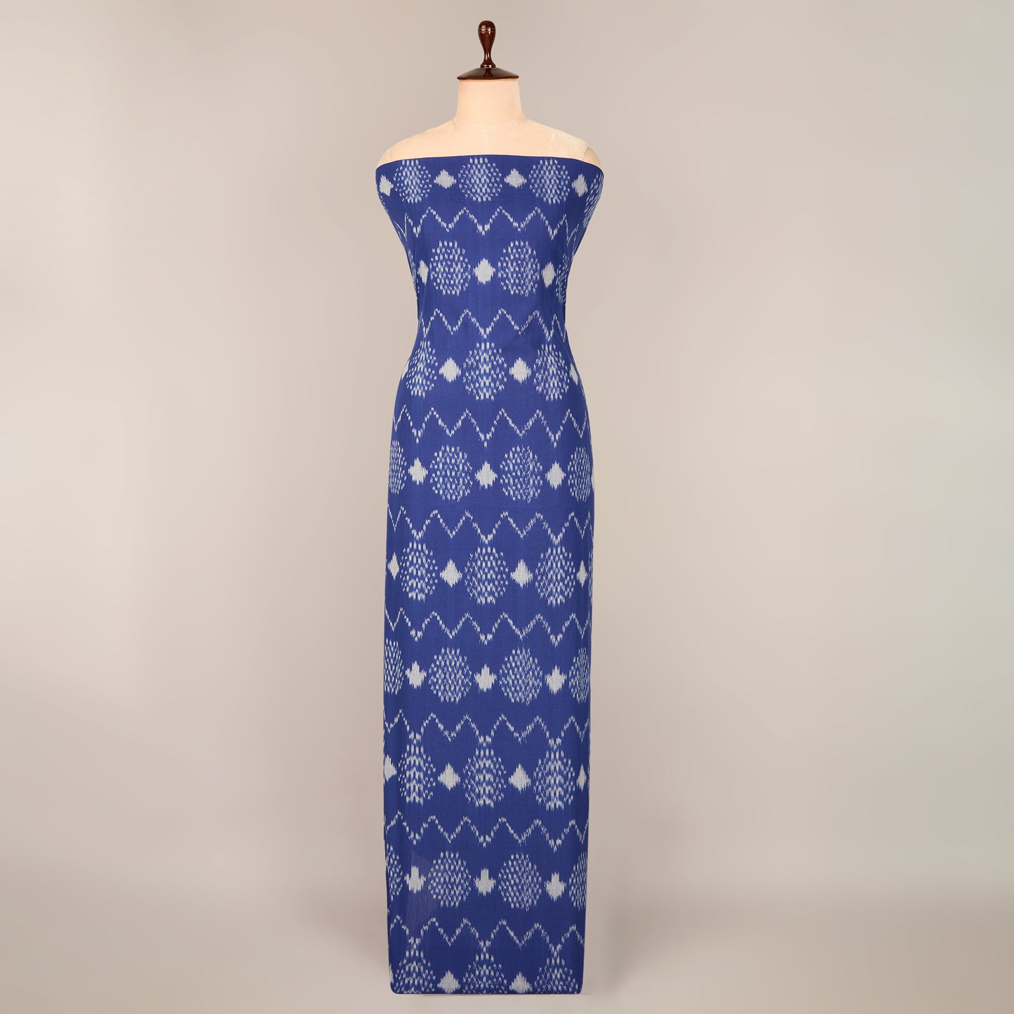 Navy Blue Handloom Cotton Ikat Fabric