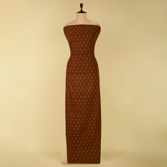Coffee Brown Handloom Cotton Ikat Fabric