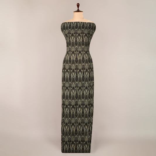 Pure Black Handloom Cotton Ikat Fabric
