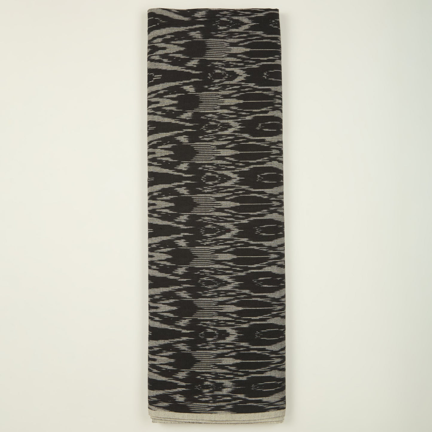 Pure Black Handloom Cotton Ikat Fabric