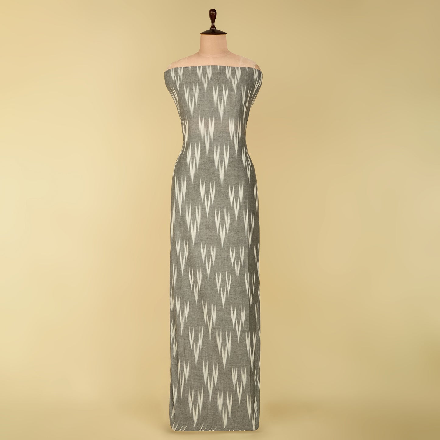 Grey Handloom Cotton Ikat Fabric