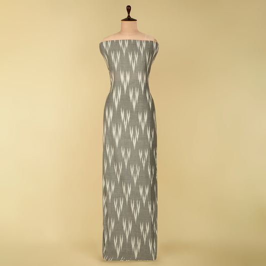 Grey Handloom Cotton Ikat Fabric