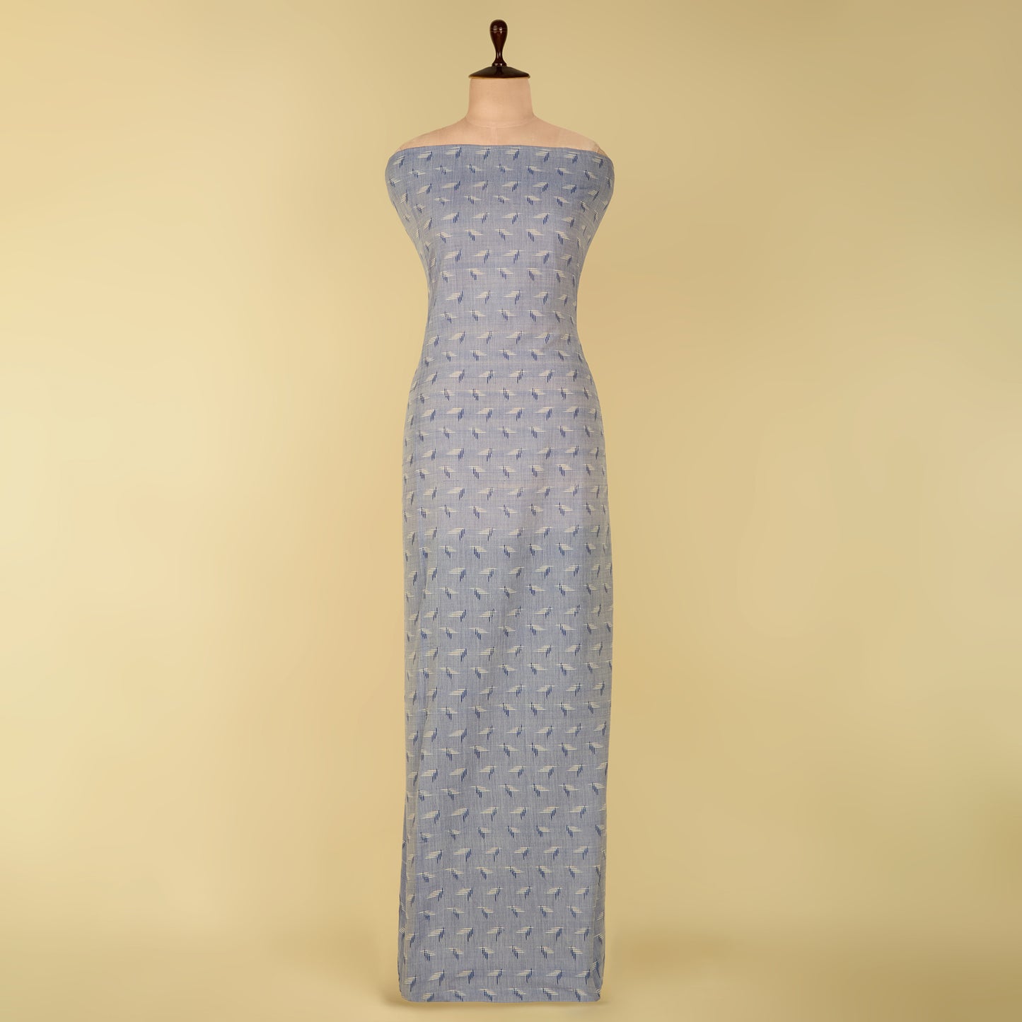 Lilac Blue Handloom Cotton Ikat Fabric