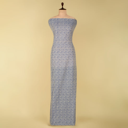 Lilac Blue Handloom Cotton Ikat Fabric