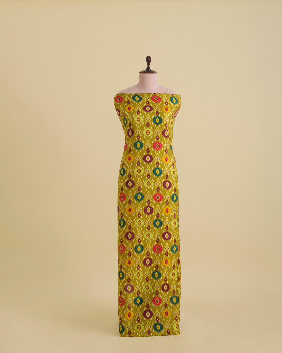 Habutai Silk Patola Printed Fabric – Lime Green