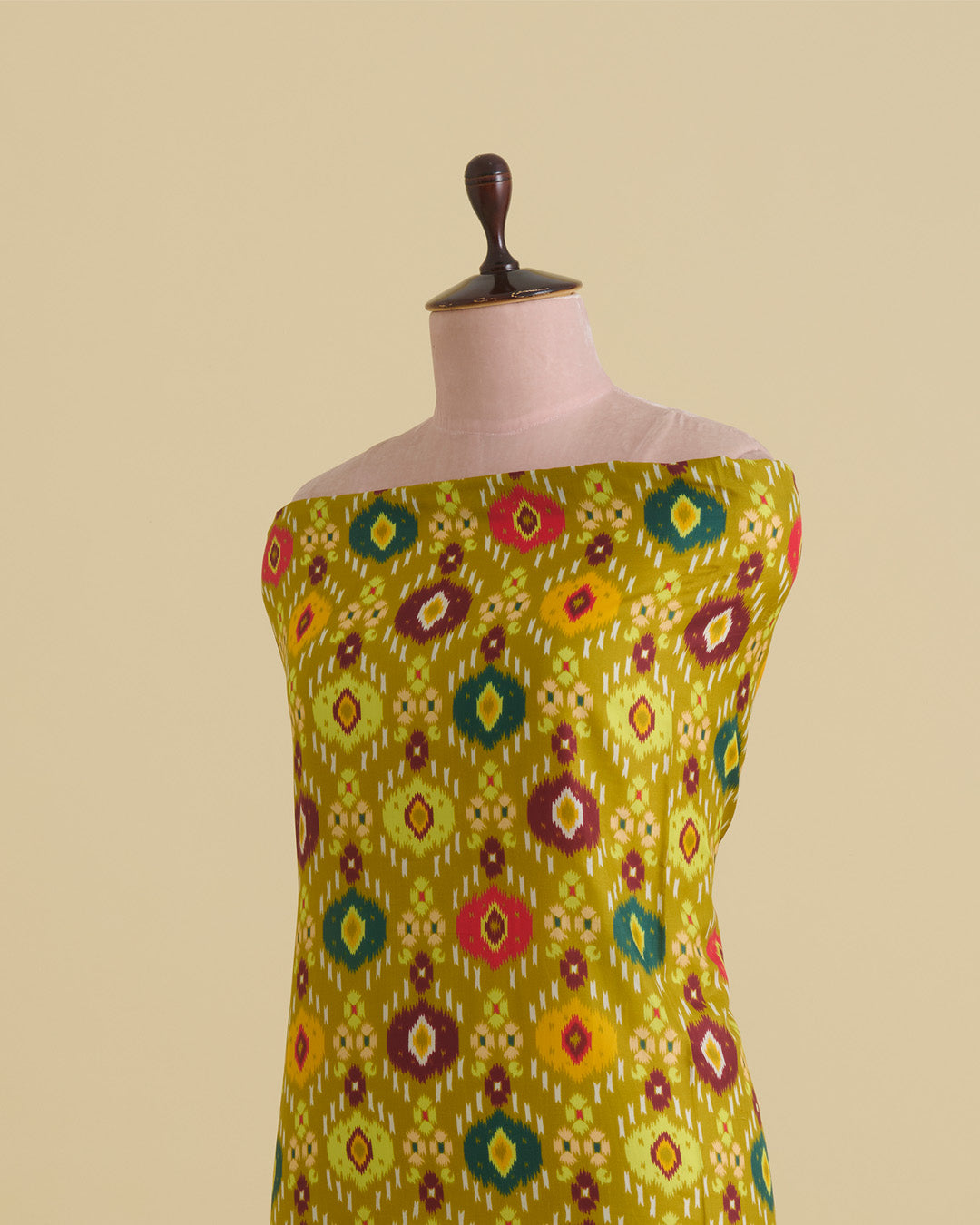 Habutai Silk Patola Printed Fabric – Lime Green