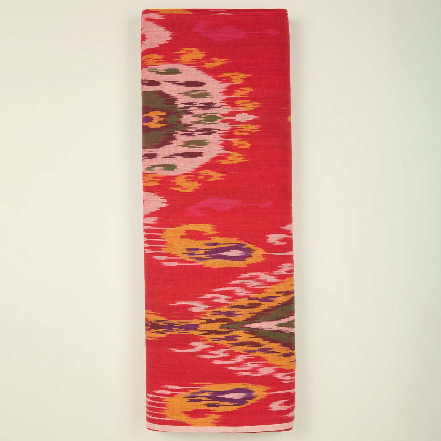 Red Handloom Cotton Heavy Ikat Fabric