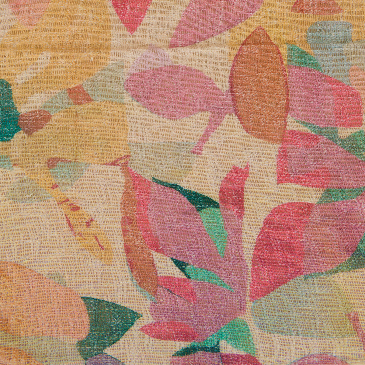 Multicolour Jute Digital Abstract Printed Fabric