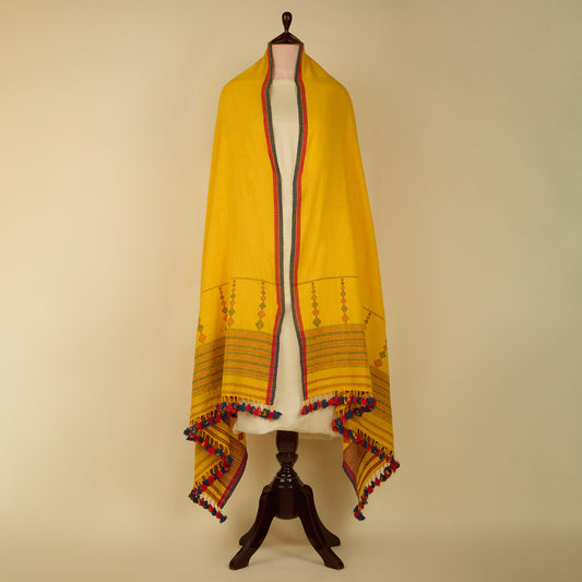 Yellow Kala Cotton Handwoven Dupatta