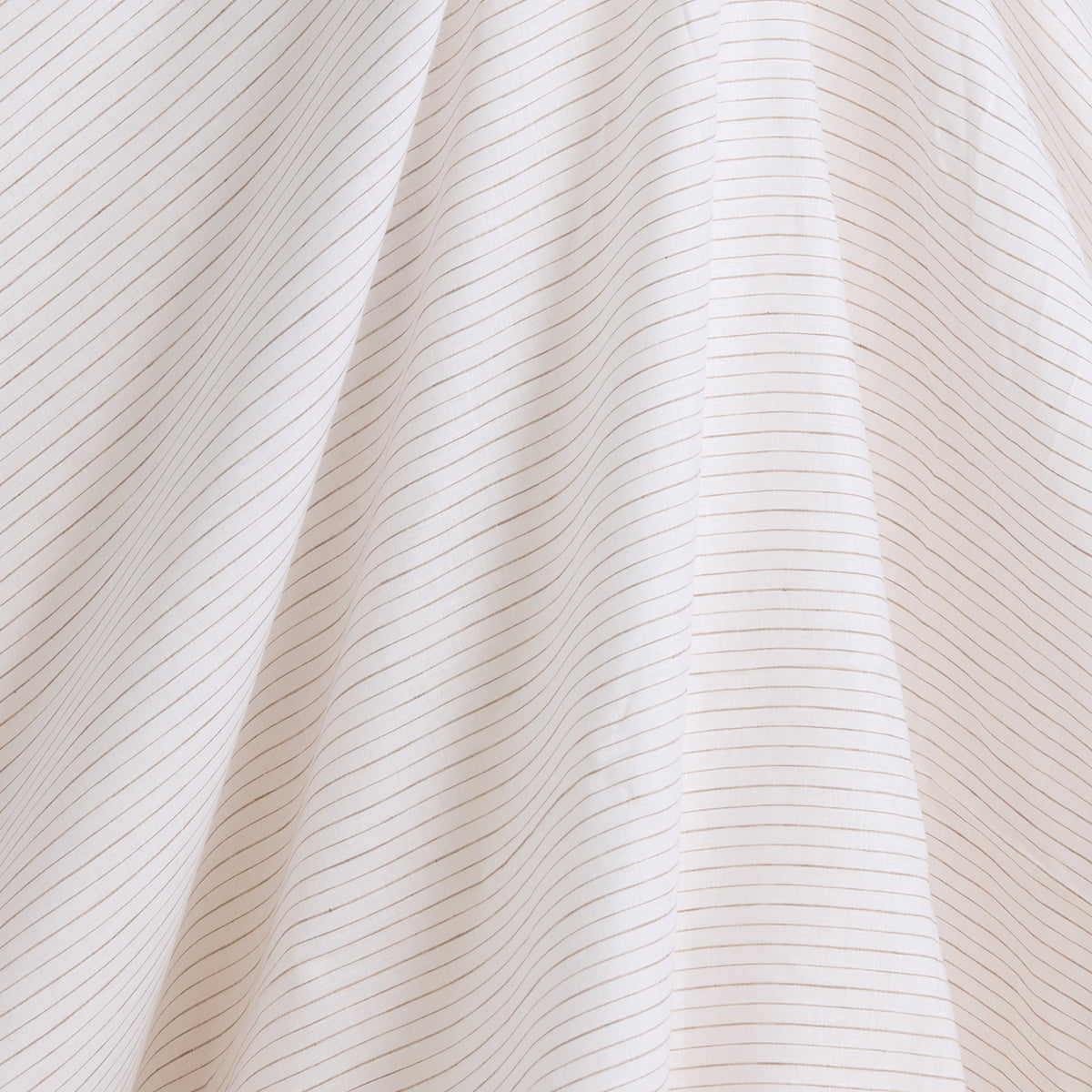 White Beige Linen Stripes Fabric