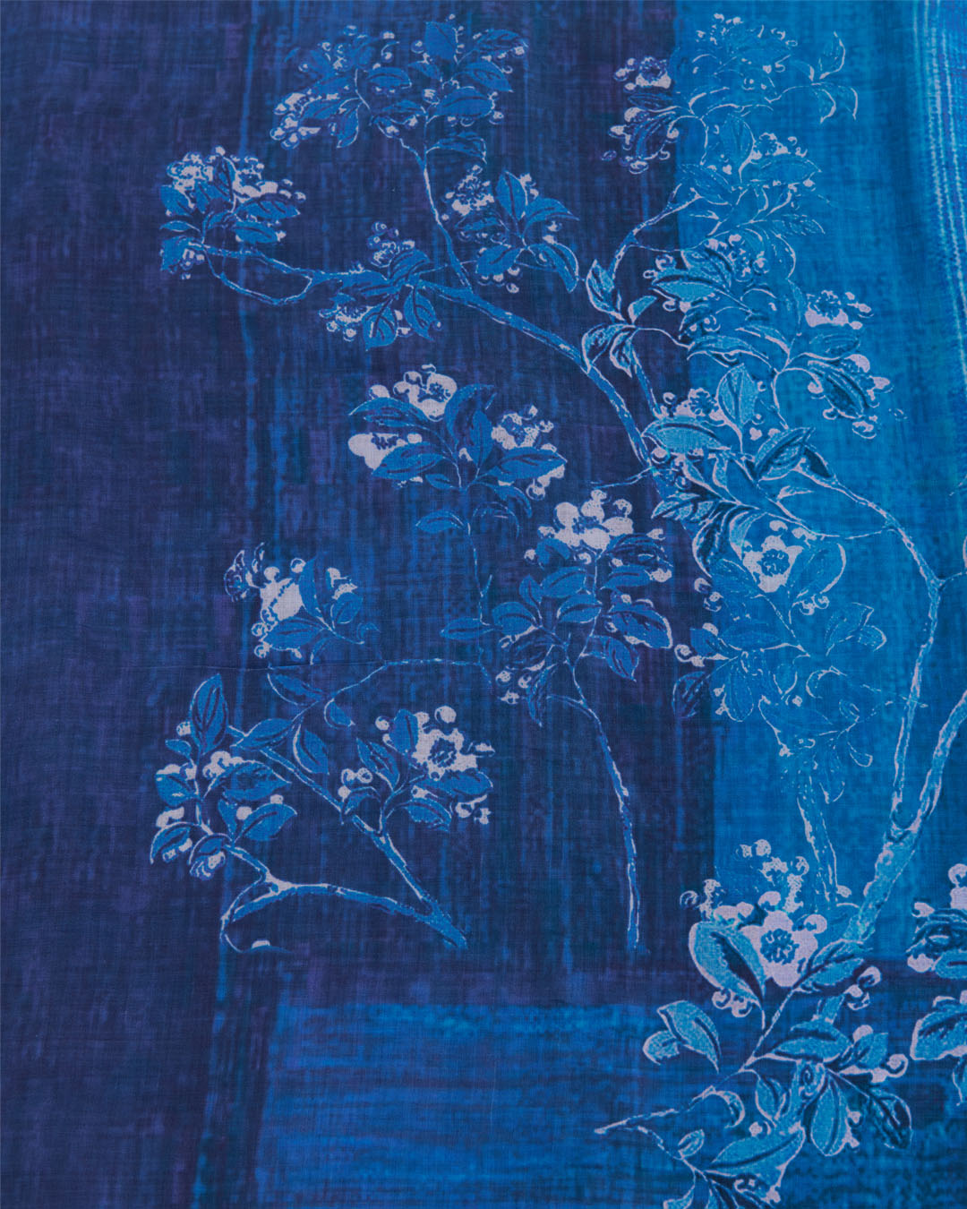 Blue Linen Digital Abstract Printed Fabric