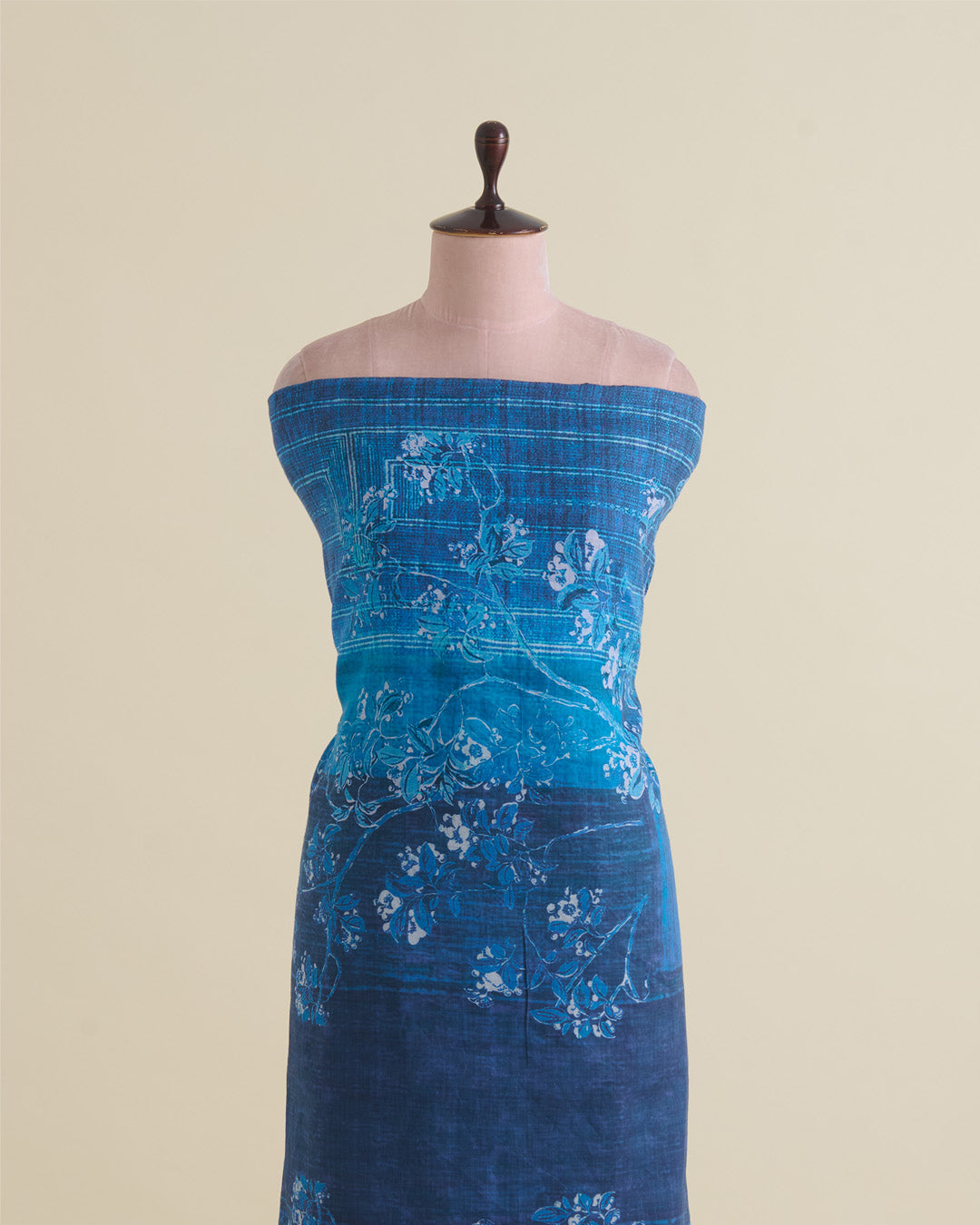 Blue Linen Digital Abstract Printed Fabric