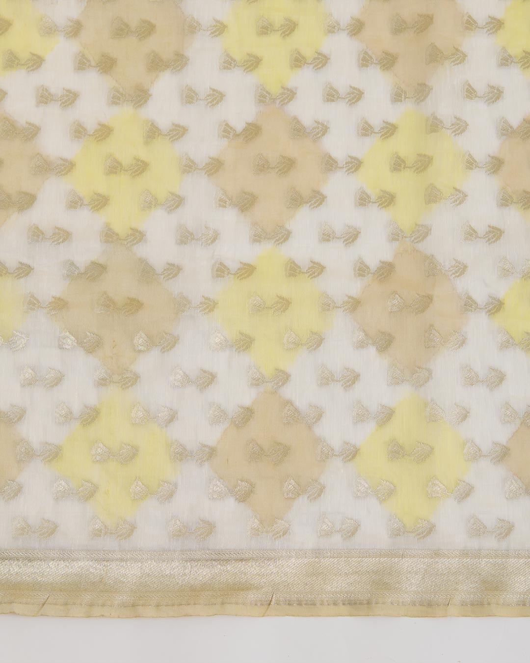 Multi/Yellow Linen Zari Woven Multi Buti Dupatta