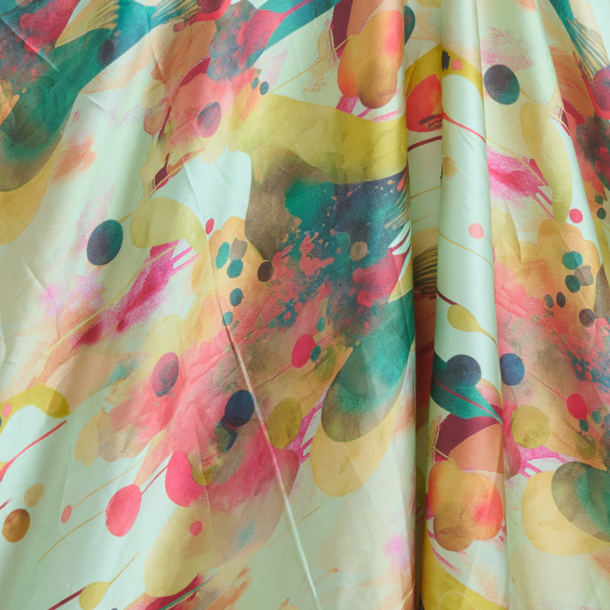 Aqua Modal Satin Digital Abstract Print Fabric