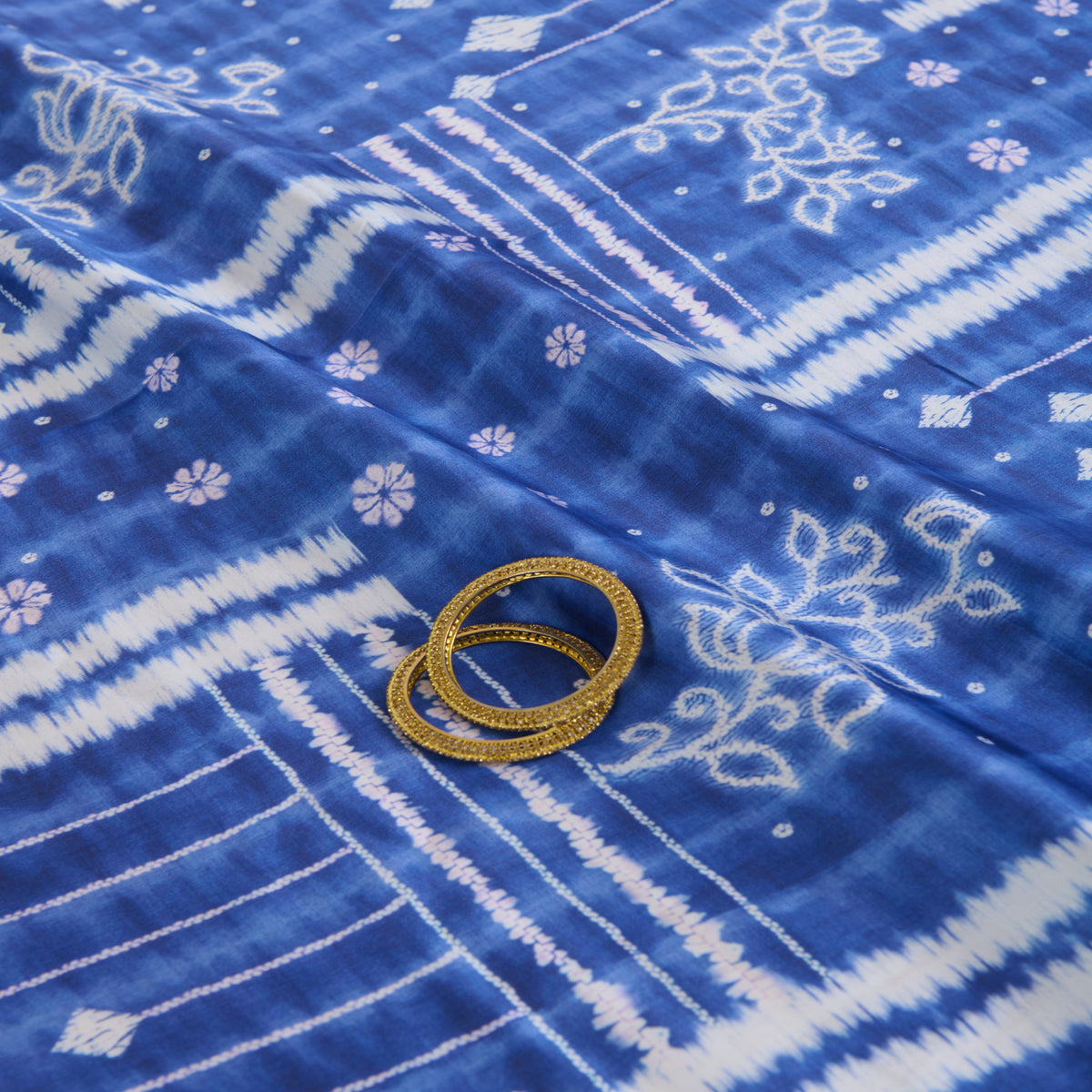 Blue Modal Satin Digital Abstract Print Fabric