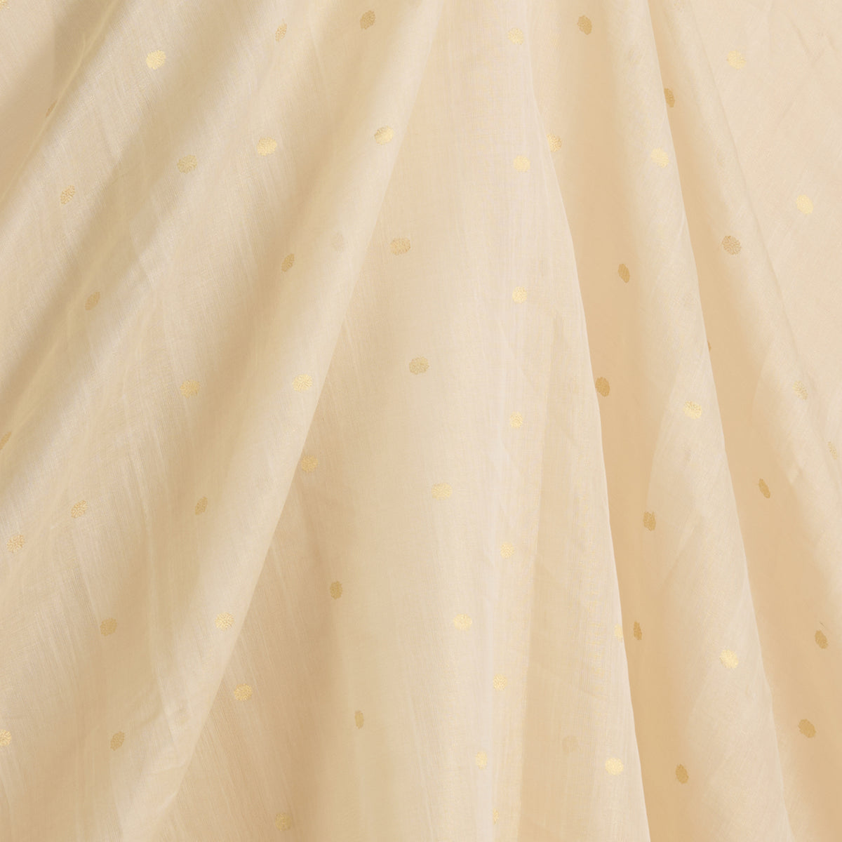 Beige Gold Muga Tissue Woven Buti Fabric