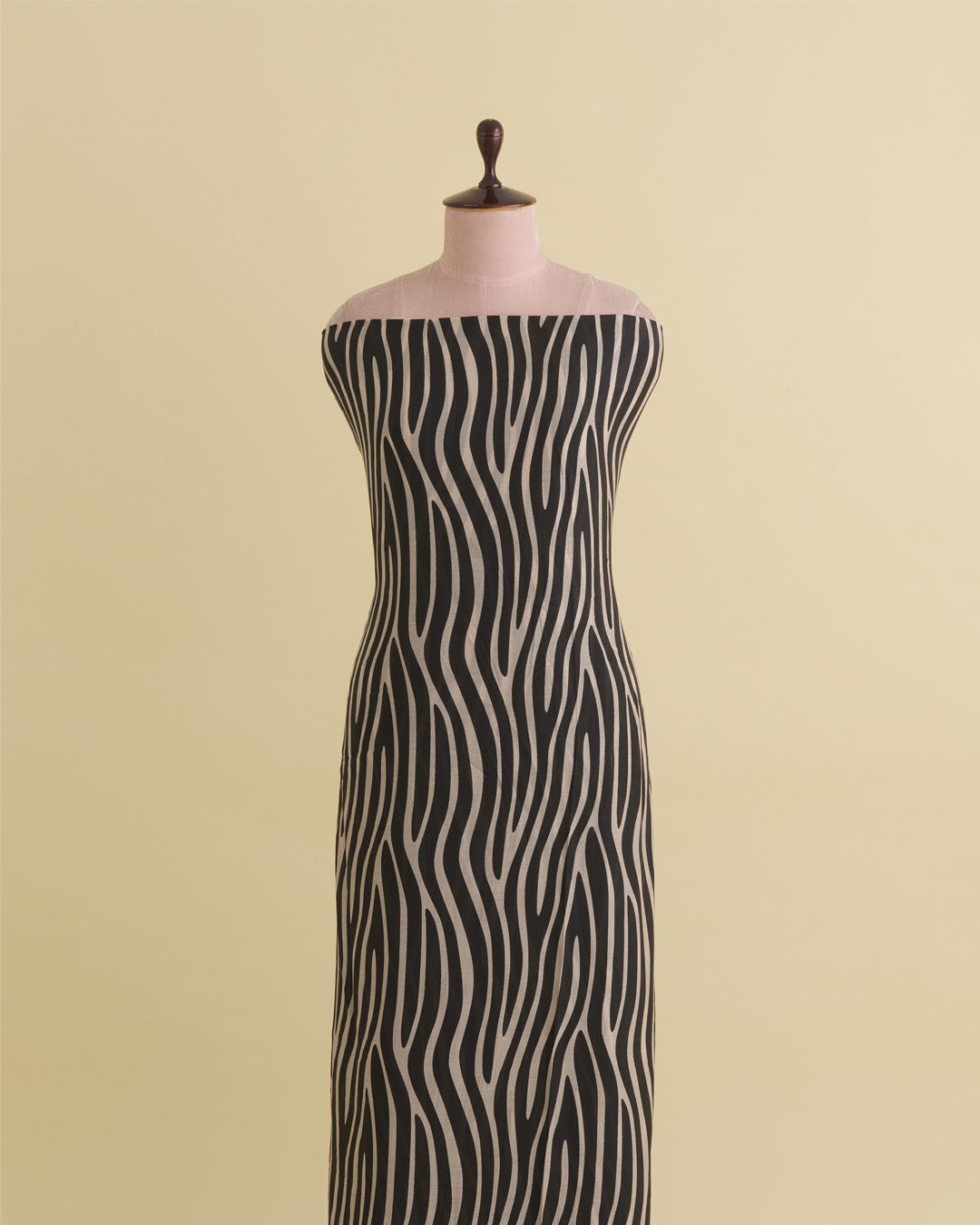 Malai Cotton Digital Animal Printed Fabric Beige & Black