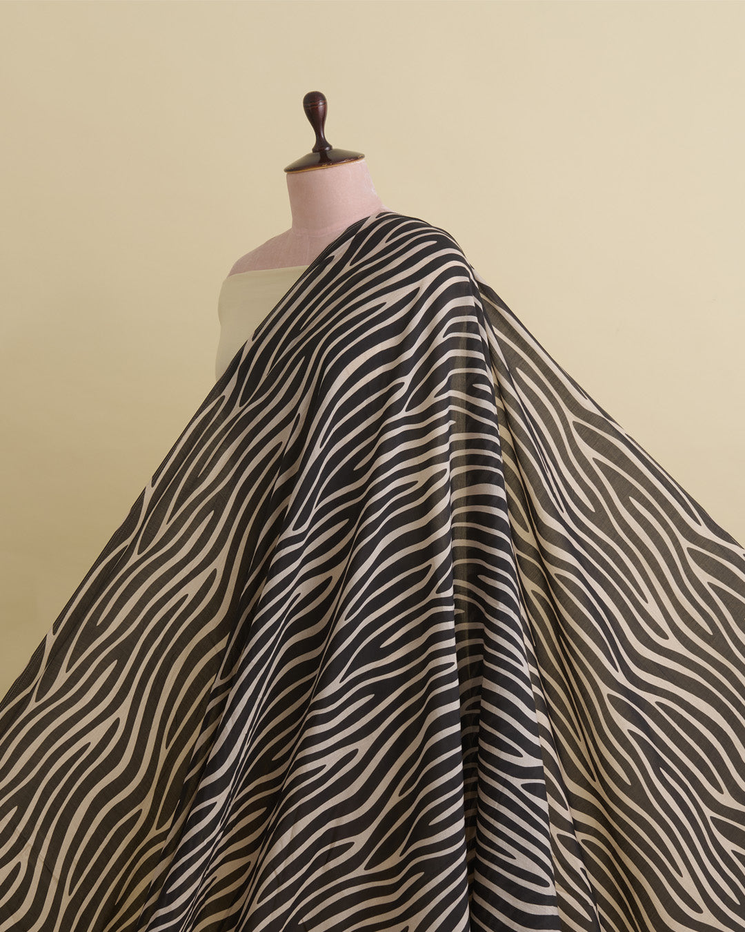 Malai Cotton Digital Animal Printed Fabric Beige & Black