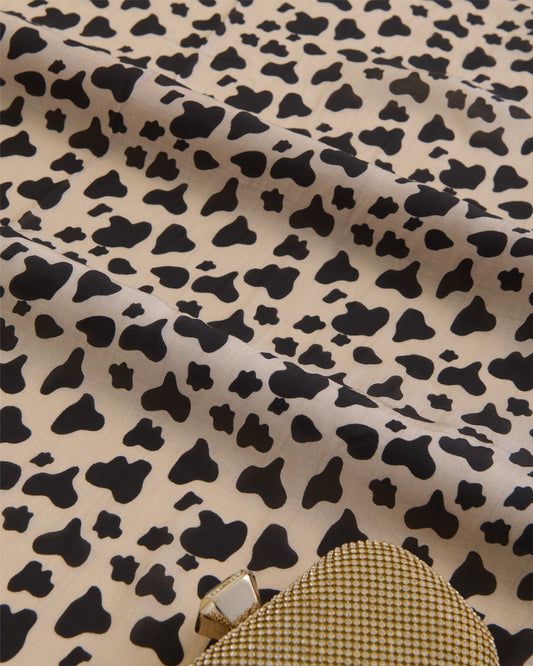 Malai Cotton Digital Animal Printed Fabric Beige & Black