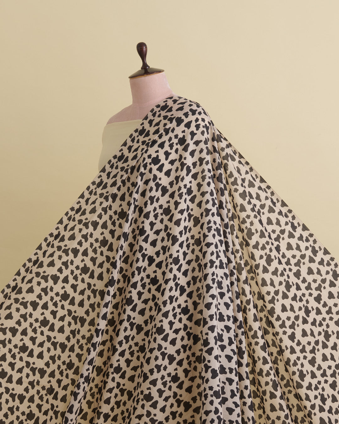 Malai Cotton Digital Animal Printed Fabric Beige & Black