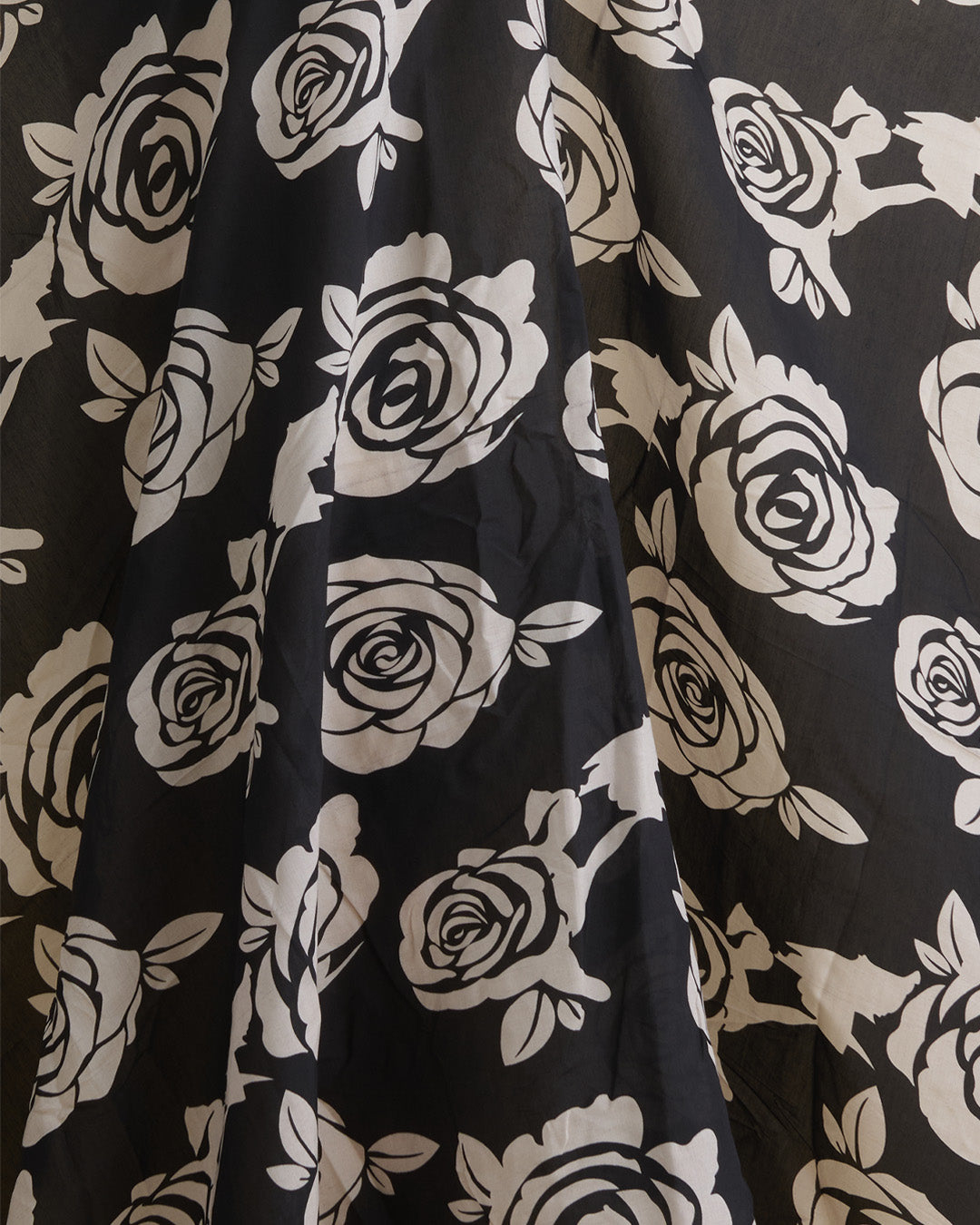 Malai Cotton Digital Floral Printed Fabric Beige & Black