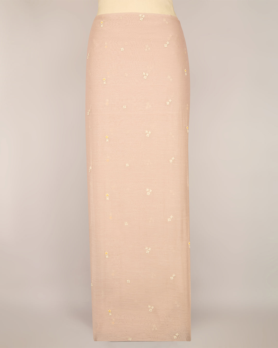 Light Peach Malai Chanderi Thread & Zari Buta Embroidery Fabric