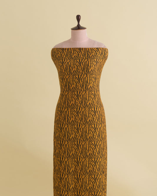 Malai Cotton Digital Animal Printed Fabric Ochre Yellow