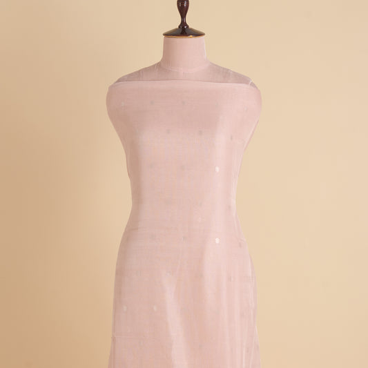 Peach Muga Tissue Silver Buta Fabric