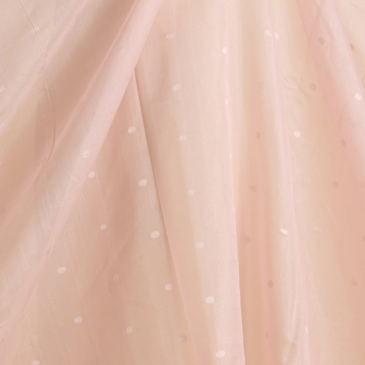 Peach Muga Tissue Silver Buta Fabric