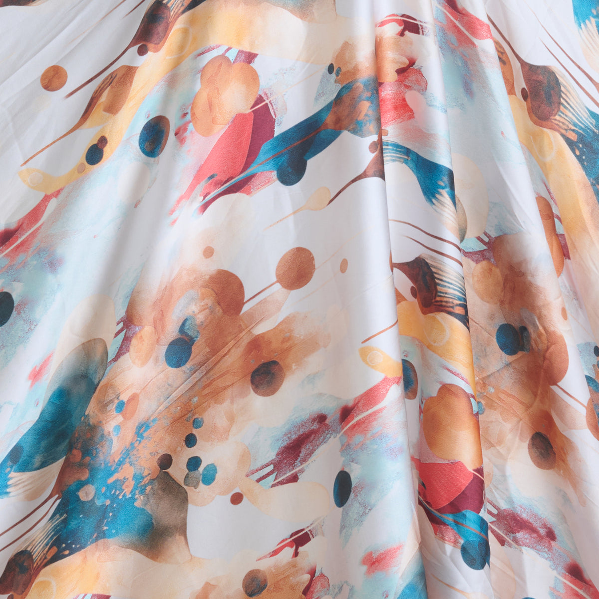 Powder Blue Modal Satin Digital Abstract Print Fabric