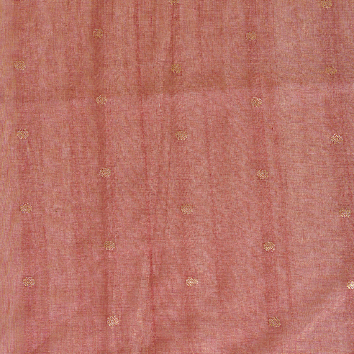 Rust Muga Tissue Woven Buti Fabric
