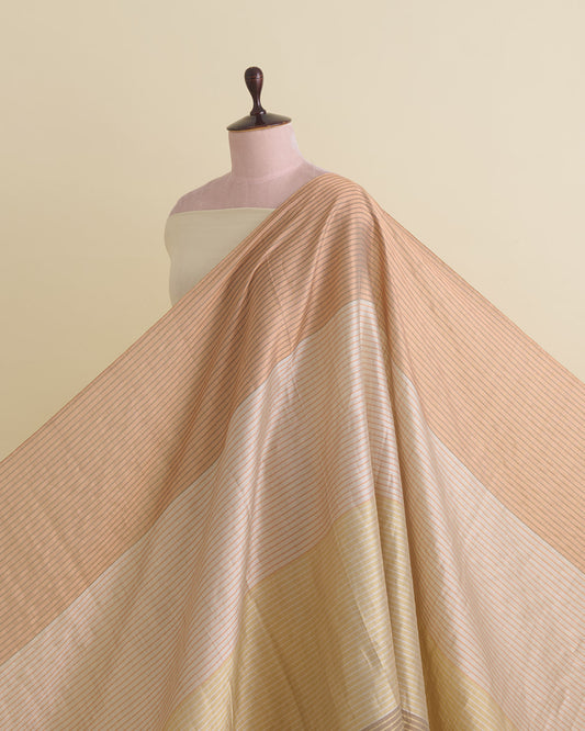 Antique Gold/Silver Muga Tissue Fabric with Multi Zari Patta