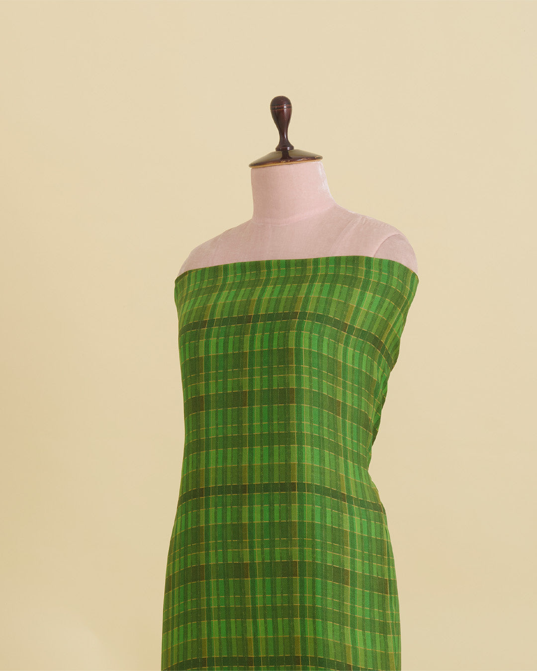 Parrot Green Malai Cotton Silk Geometric