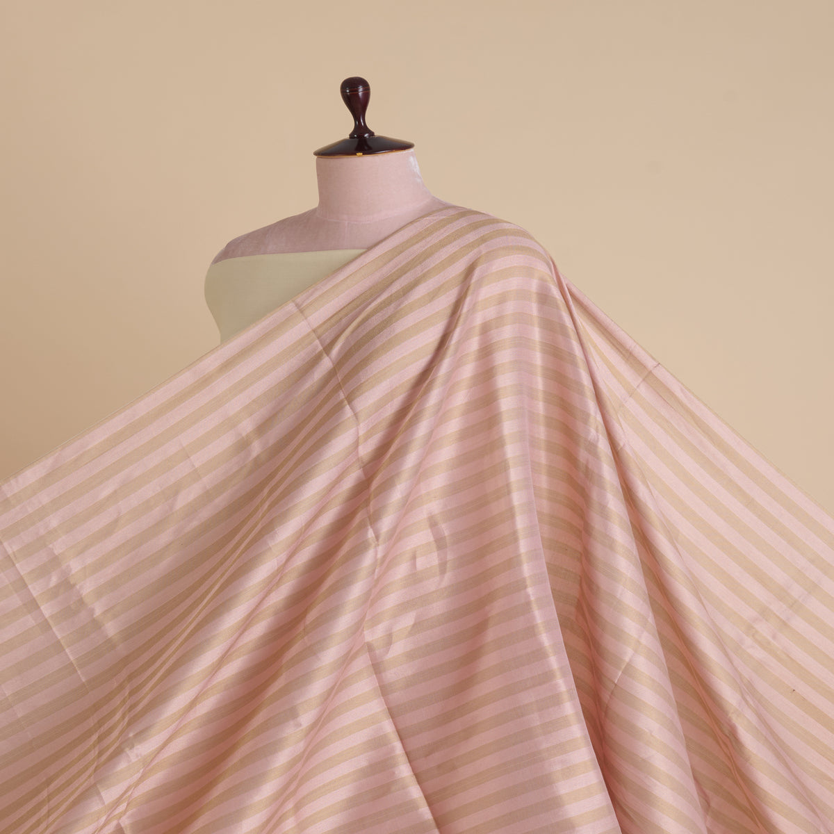 Pink Gold Muga Tissue Handloom Fabric