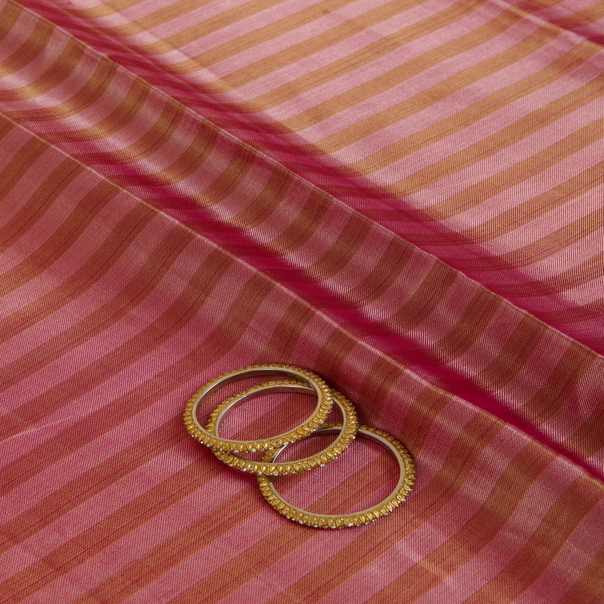 Pink Red Muga Tissue Handloom Fabric