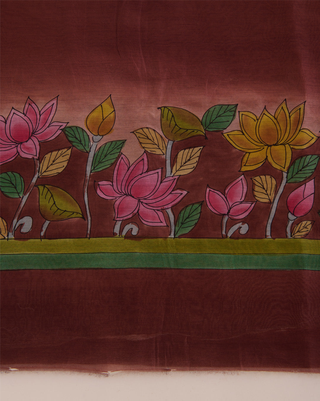 Brown Maheshwari Kalamkari Printed Suit with Dupatta
