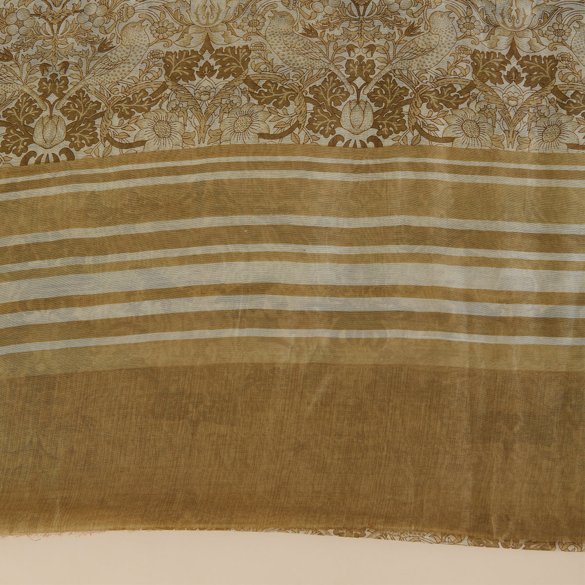 Beige Maheshwari Printed Kurta with Dupatta & Shantoon Bottom