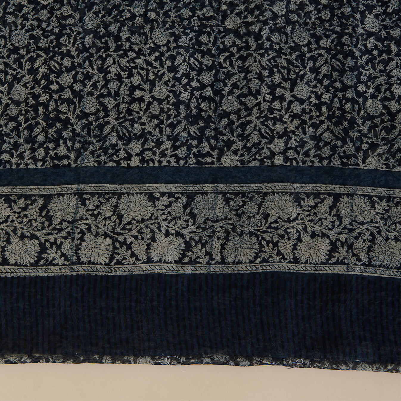 Indigo Blue Maheshwari Printed Kurta with Dupatta